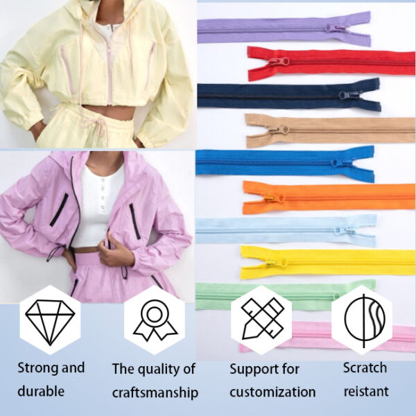 #3 #5 #7 #8 #10 High Quality Custom Colorful Tape Nylon Separating Zipper For Clothes - Image 6